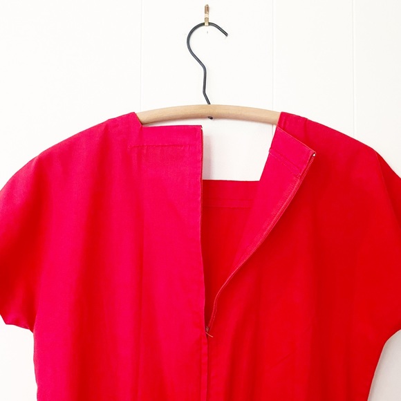 ❌SOLD❌VTG 80s Dovani Cherry Red Square Neck Minidress - Picture 4 of 9